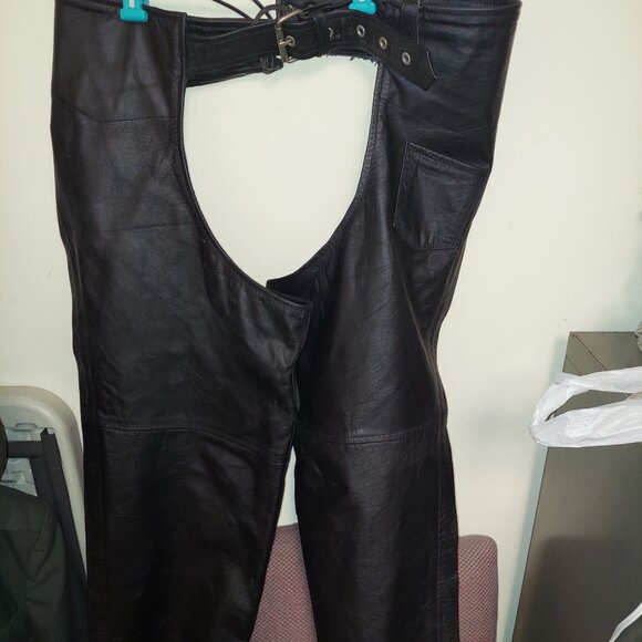 Big Men's Leather Riding Chaps Pants 4XL Bikers Barneys for bikers cowboys 4XL
